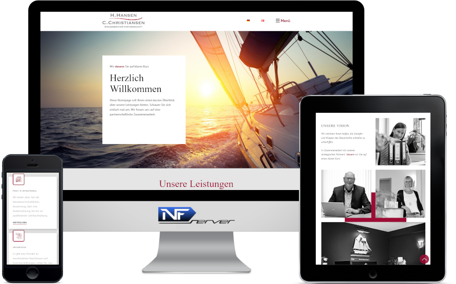 Für das Steuerbüro Hansen und Christiansen aus Leck hat NF-Server.de eine moderne Webseite passend zum Corporate Design erstellt.